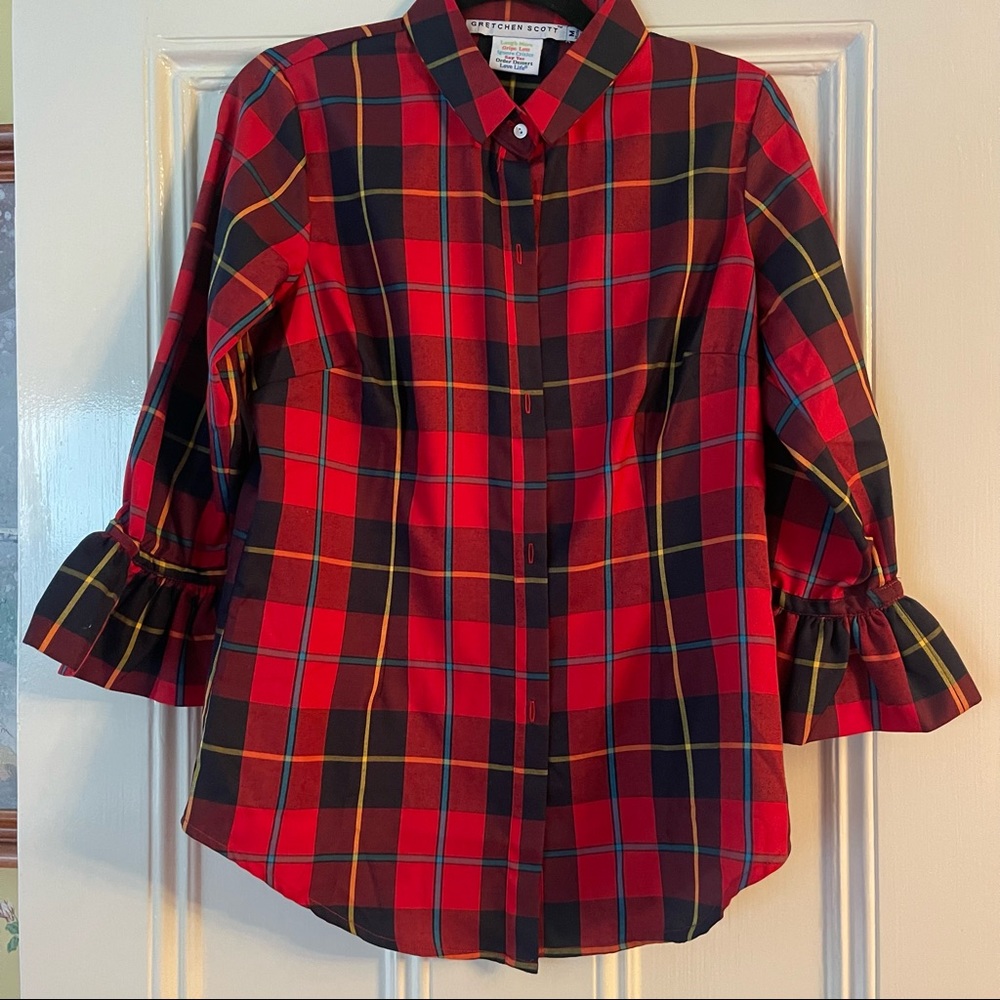 Gretchen Scott Priss Blouse Plaidly Cooper